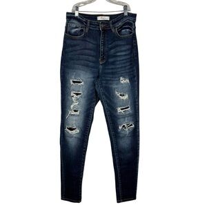 Kancan Signature Kurvy Ultra High Rise Skinny Jeans Distressed Stretch VBK1485R